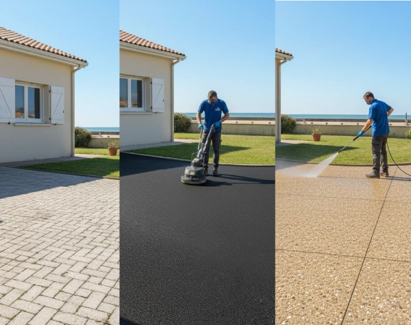 Nettoyage d'une allée et d'une cour en Vendée