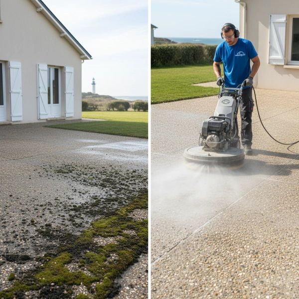 Béton désactivé ou poreux nettoyé en Vendée