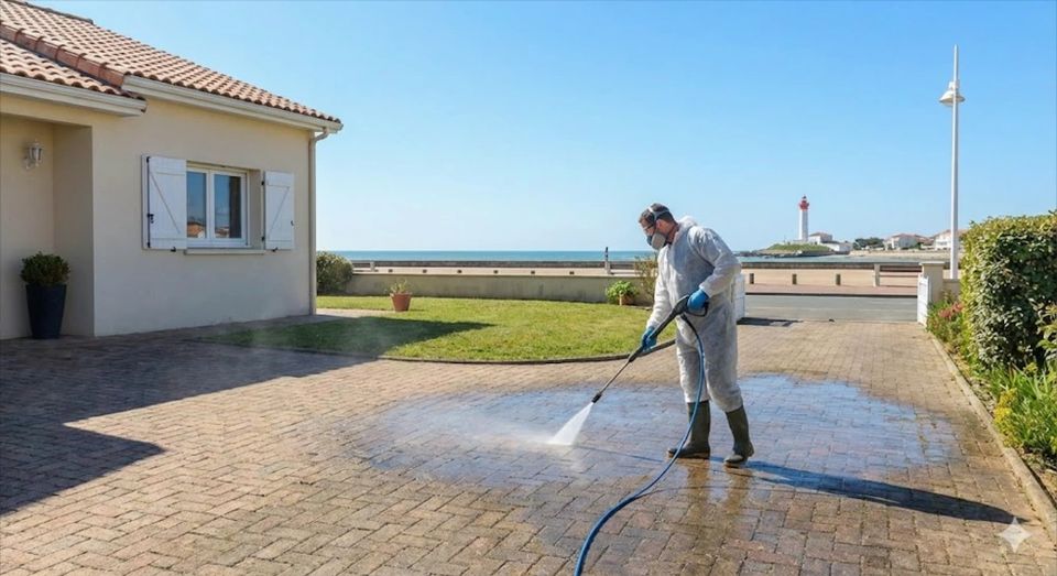 Sol extérieur propre après nettoyage à La Roche-sur-Yon
